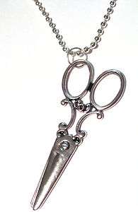 Scissors   18 Necklace Silver Pendant Hair Cut Art  