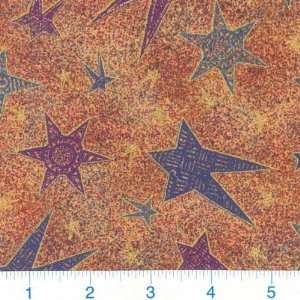   Stars Gold/Purple/Blue Fabric By The Yard Arts, Crafts & Sewing