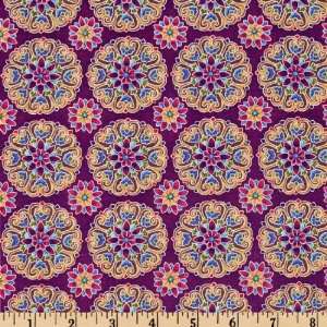   Jeweled Medallion Purple Fabric By The Yard Arts, Crafts & Sewing