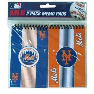  New MLB Mets 2 Pack Spiral Memo Pads In Bag w/Header Case 