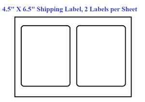 200 Half Sheet Self Adhesive Shipping Label 6.5 x 4.5  