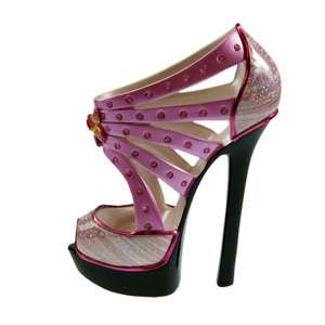   Sandal Stiletto Brush Holder Pink High Hell Shoe Sexy w/Crystals NIB