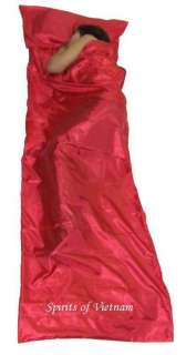 Red Single Silk Liner Sleeping Bag Travel Hostel Sheet  