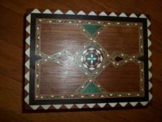 Intricate Inlaid Wood Chess Board Box Sliding Compartments No Game 