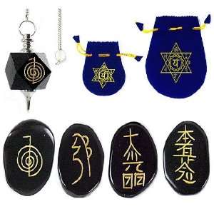   Symbol Stones & Reiki Pendulum ~ w/ Heart Chakra Pouches Kitchen