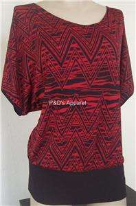 New Claudia Richard Womens Plus Size Clothing 1X 2X Red Shirt Top 