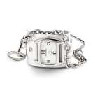 VistaBella Ladies White Leather Silver Tone Chain Quartz Watch