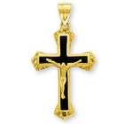   Gold & Black Onyx Cross Pendant (Include Light Rope Chain24 Inch