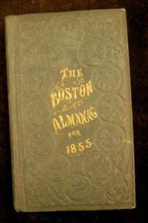 Boston Almanac 1855 w/ folding map & litho trade cards  