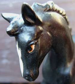 Vintage NAPCO BLACK and WHITE HORSE PONY COLT Ceramic Figurine JAPAN 