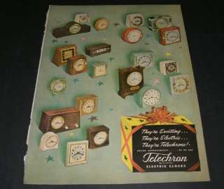 1940S *TELECHRON ELECTRIC CLOCKS MAGAZINE AD  