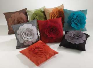 Unique Rose Centric Decorative Throw Pillow 17 inch   8 Cute Colors 