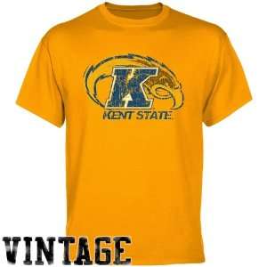 Kent State Golden Flashes Gold Distressed Logo Vintage T shirt