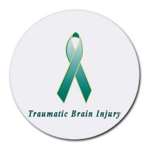  Traumatic Brain Injury Awareness Ribbon Round Mouse Pad 