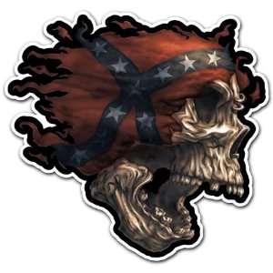 Rebel Skull Confederate Flag Car Bumper Sticker Decal 4x3 