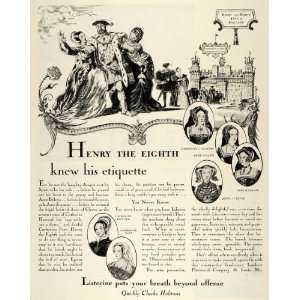 1935 Ad Henry VIII Etiquette Listerine Fresh Breath   Original Print 
