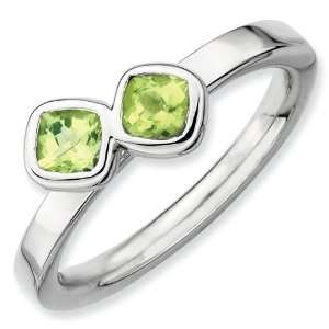   Silver Stackable Expressions Db Cushion Cut Peridot Ring Jewelry