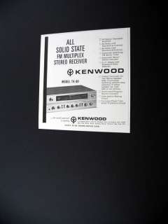 Kenwood TK 80 Stereo Receiver 1966 print Ad  