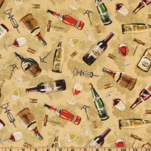   Wine Country Cork Screws Chardonnay Fabric By The Yard Arts, Crafts