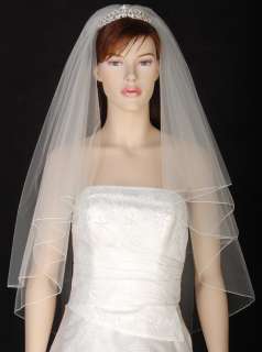 2T White / Ivory Wedding Bridal Veil Fingertip Tiara j  