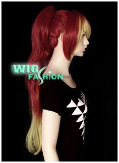 New Fashion Short Red Mixed Blonde Cosplay Wig + Ponytail  