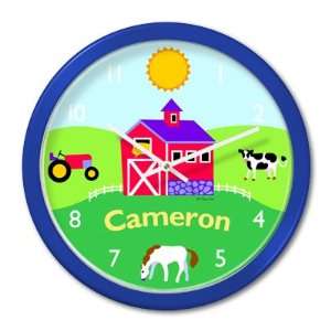  Olive Kids Country Farm Personalized Blue Clock