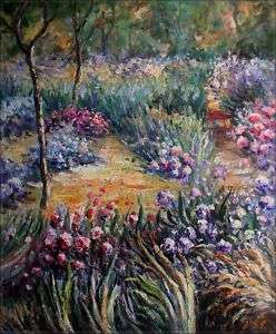   Painted Oil Painting Repro Claude Monet Artists Garden at Giverny