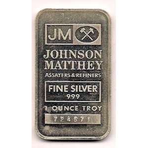 Johnson Matthey  1 oz .999 Fine Silver Bar