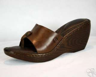 BORN Tweet Dark Brown T Moro Nubuck Wedge Heels Womens Shoes New 