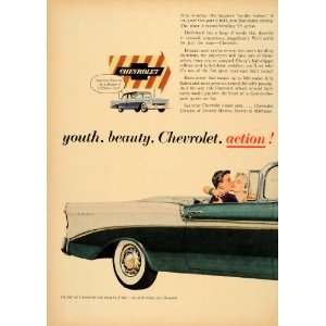  1956 Ad Chevrolet Division GM Green Bel Air Convertible 