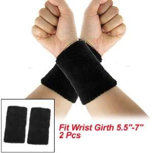  Como Black Elastic Terry Wrist Sweatband Sports Support 