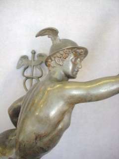 Antique mercurio bronze statue on a wood base # as/3259  