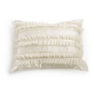   Sheer Raw Edge Ruffle Decorative Pillow, Pearl