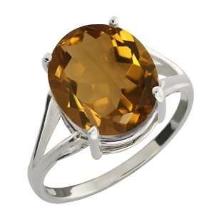  4.30 Ct Oval Whiskey Quartz Sterling Silver Ring Jewelry