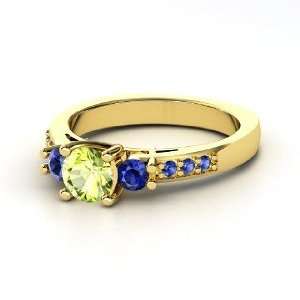  Morgan Ring, Round Peridot 14K Yellow Gold Ring with 