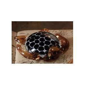  Twos Company Galapagos Black White Dots Glass Turtle 