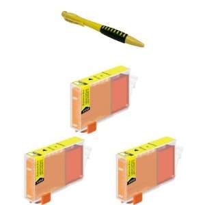  Three Yellow Ink Cartridges CLI 8 CLI8 Y + Ballpoint Pen 