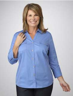 Essentials by Maggie™ Knit Side Button Front Shirt  Fashion Bug