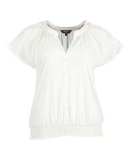 Off White (Cream) Inspire Angel Sleeve Button Front Blouse  240877111 