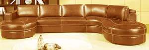 Modern sofa sectional chaise chair Camel leather 3 pcs  