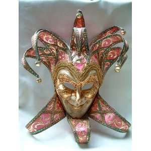   Jolly Ale Curlie Top/Bottom Dark Pink Brocade Fabric Carnival Mask