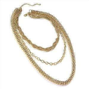  Chic Gold Tone Multi Strand Chain Necklace   64cm Length 