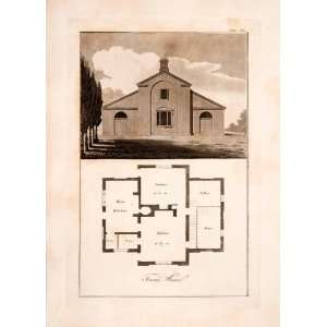 1823 Aquatint Engravings John Plaw Farm House Chamber Plan Ferme Ornee 