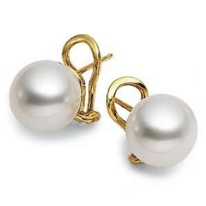  18k Yellow Gold S. Sea Cult. Pearl Earring 11mm Fine Round 