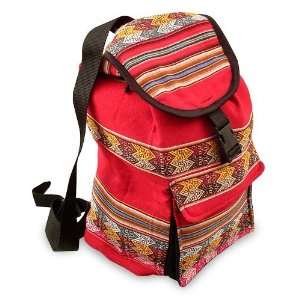  Wool backpack, Zigzag Faces (red)