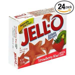 Jell O Gelatin Dessert, Strawberry Kiwi, 3 Ounce Boxes (Pack of 24)