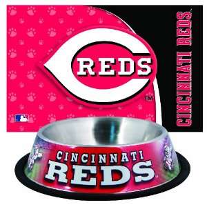 MLB Cincinnati Reds Pet Bowl and Mat Combo  Sports 