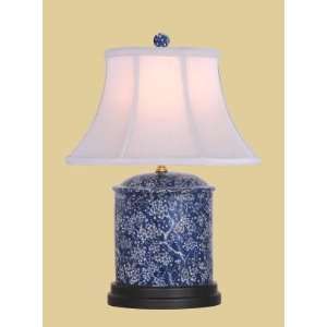  REVERSE BLUE & WHITE OVAL JAR LAMP