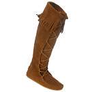 Womens Minnetonka Moccasin Front Lace KneeHi Boot Brown Suede Shoes 