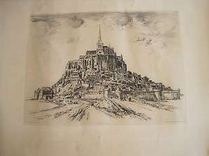   LOUVRE CHALCOGRAPHIE BY GEORGES GOBO OF MONT SAINT MICHEL C1920  